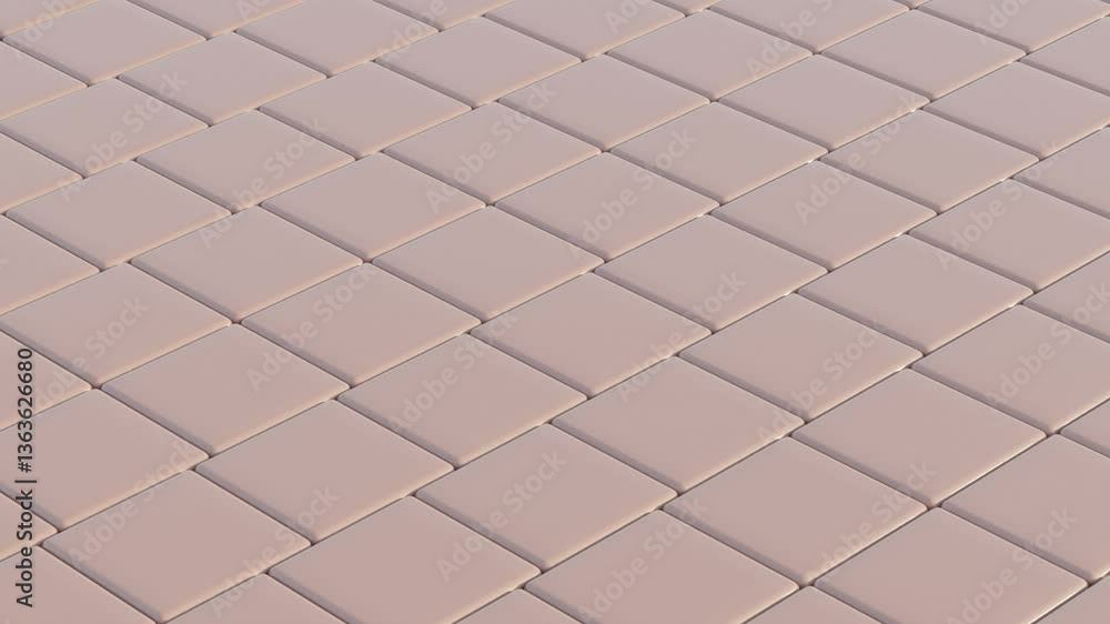 Poster abstract 3d animation, mocha-toned symmetrical cube formations with fluid movement, seamless looped 