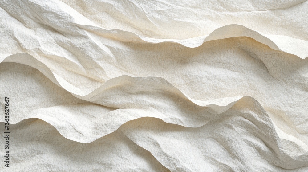 Poster abstract waves of textured, beige fabric fill the entire frame. use as background texture, or add to