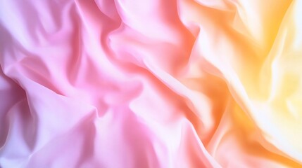 Fototapeta premium Fabric folds in pink, coral, orange hues, creating soft dreamy texture