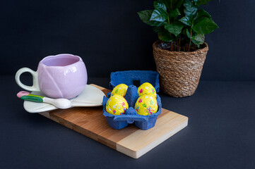 Minimalist Easter Still Life with Chocolate Eggs