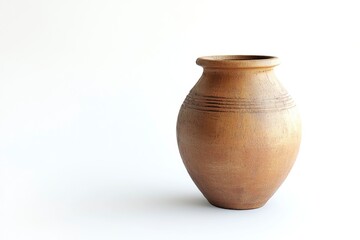 Vintage Clay Vase on a White Background Shows Craftsmanship Details