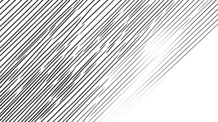 Obraz premium Oblique black lines descending from left to right fading into white space at the bottom right corner