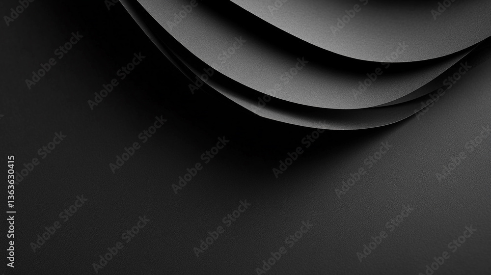 Poster abstract gray curved layers overlapping each other in a dark background creating a modern design