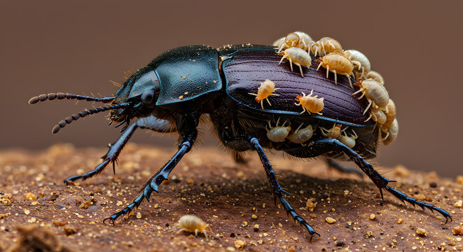 Remarkable Burying Beetle displaying Phoretic Mites a symbiotic microcosm of coexistance