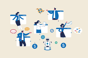 Internal communication, communicate within office, organization or company strategy, internal job, connection or community, work networking concept, business people colleague communicate to success.