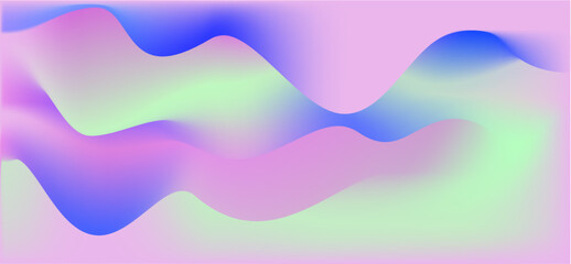 Abstract pink green blue colorful gradient background with smooth wavy form. Minimalist liquid color blend texture surface design concept for modern creative visual art.