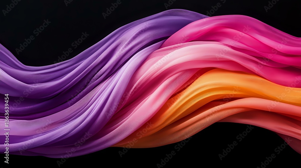 Aufkleber flowing abstract waves in vibrant gradient colors from purple through pink to orange create dynamic 