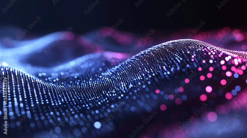 Aufkleber abstract wave pattern with blue and pink lights creating a futuristic and modern design look