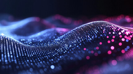 Abstract wave pattern with blue and pink lights creating a futuristic and modern design look