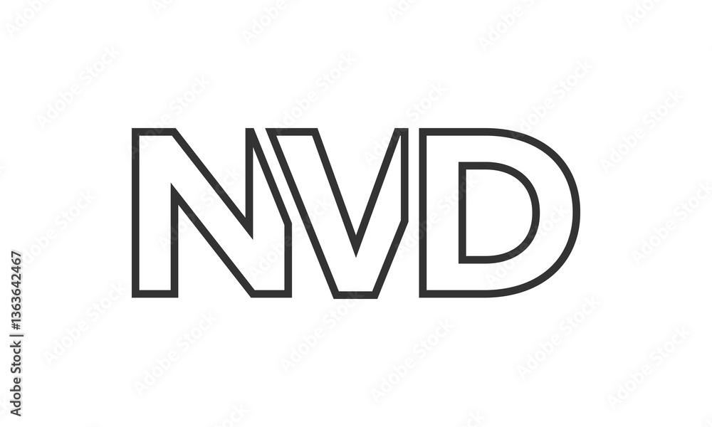 Poster nvd logo design template with strong and modern bold text. initial based vector logotype featuring s