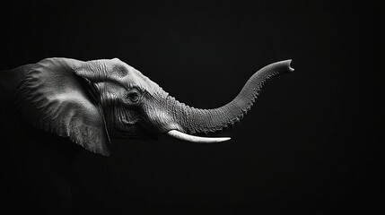Naklejka premium A black-and-white photo of an elephant's tusks is visible