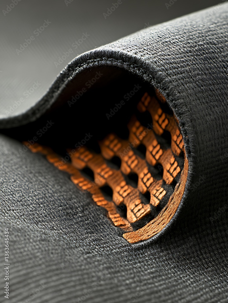 Poster detailed view of a textural gray fabric with intricate interior pattern