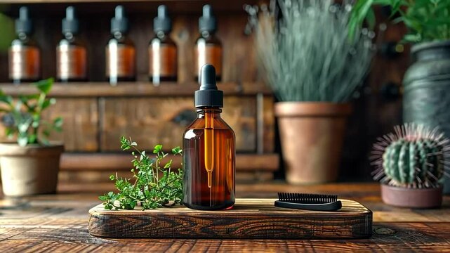 Men's grooming kit with beard oil and comb mockup