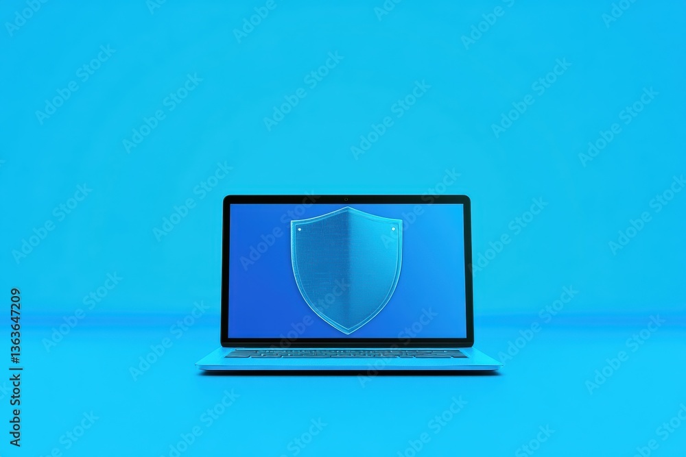 Poster cyber security concept illustrating data protection against cyberattacks in digital environments