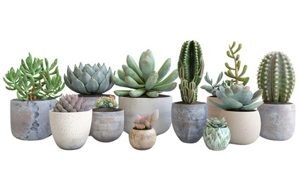 Collection of succulents and cacti in various pots