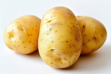 Fresh potatoes with natural texture showcased on a clean white background