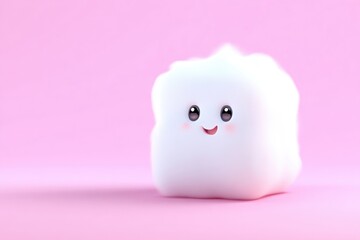 Cute, fluffy, cloud-shaped character with a happy expression