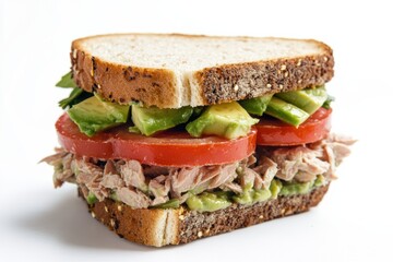 Delicious sandwich with fresh ingredients on whole grain bread