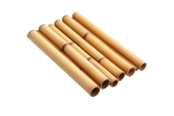 Natural bamboo stalks arrangement for eco-friendly crafts and design, cut out