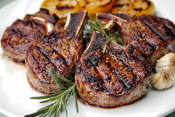 Grilled Lamb Chops with Rosemary and Garlic Butter AI-generated