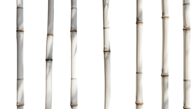 Bamboo Stalks Isolated on Black Background for Design and Decorative Purposes
