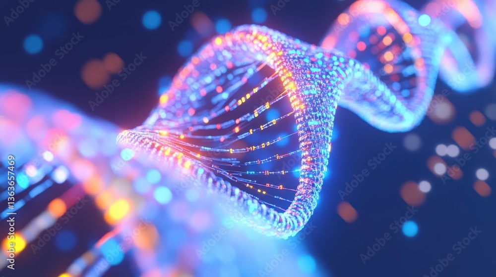 Poster a bright abstract rendering of a double helix biological structure