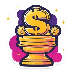contour-cut sticker Collecting coins aesthetic quality of the beautiful, 3d rendering, design sticker, vector art sticker, high resolution, detailed, on white background generated AI