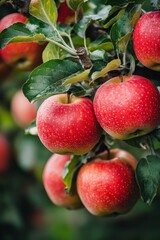 Red Apples on Tree Branch