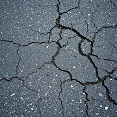 Fototapeta premium Rough gray asphalt road texture, showing cracks and wear, grunge, construction