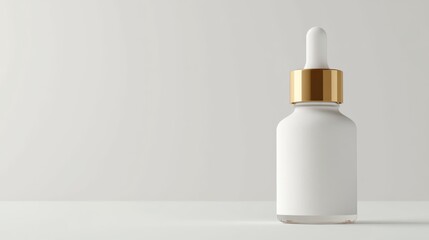 Blank White Dropper Bottle on White Surface
