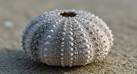 Detailed view of a sea urchin's test showcasing intricate texture and patterns