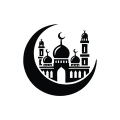 Obraz premium Moonlit Mosque Silhouette