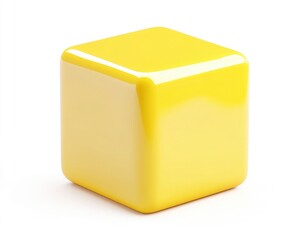 Standing Yellow Cube Object on White Background Graphic Resource