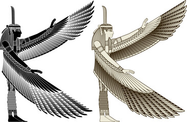 Maat.Egyptian ancient symbol. Isolated figure of ancient egypt deities.Religion icon.Culture.Design element.
