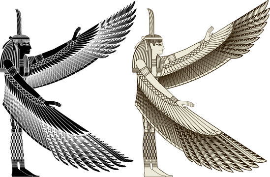 Maat.Egyptian ancient symbol. Isolated figure of ancient egypt deities.Religion icon.Culture.Design element.