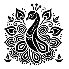 Diwali Peacock Rangoli Silhouette