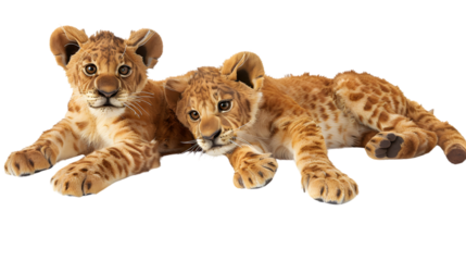Adorable Lion Cubs Resting Together Wildlife Photography HighQuality Animal Image for Nature