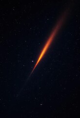 Fiery comet's luminous tail streaks across inky black, starry night, dark, magical, artwork