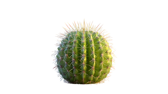 A vibrant green cactus with sharp spines against a black background ideal for nature and botan
