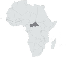 Fototapeta premium Detailed national location map of CENTRAL AFRICAN REPUBLIC within the great continent of Africa
