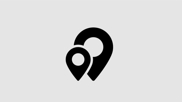 Location pin, map place marker graphic animation. Alpha channel. Transparent background motion design. 4K resolution