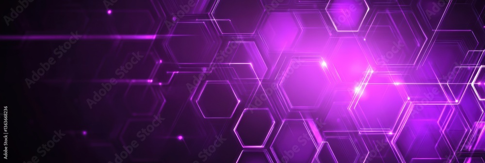 Poster trendy purple abstract glowing geometric hexagons create a captivating visual effect