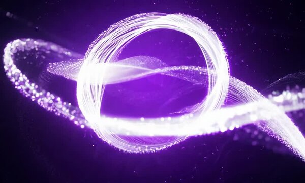 Violet and White Glowing Particle Patterns with Abstract Loops