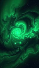 Obraz premium Vast, emerald-green nebula swirls across space, vibrant, universe