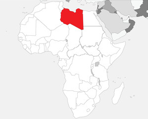 Detailed national location map of LIBYA within the great continent of Africa