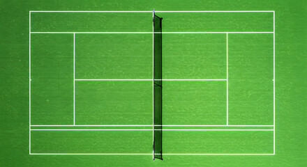 Naklejka premium Tennis Court. Bird's view. Aerial photography