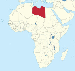Detailed national location map of LIBYA within the great continent of Africa