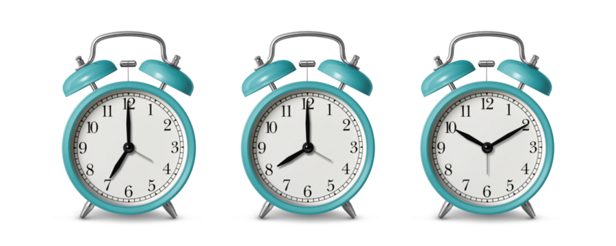 Aqua green twin bell Alarm Clock analog classic vintage retro style, isolated on a transparent background, PNG. High resolution.  - Powered by Adobe