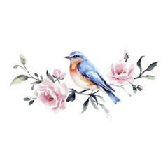 watercolor bird logo, artistic bird illustration, hand-painted bird