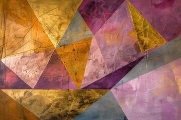 Metallic and geometric shapes oil painting texture background panorama banner